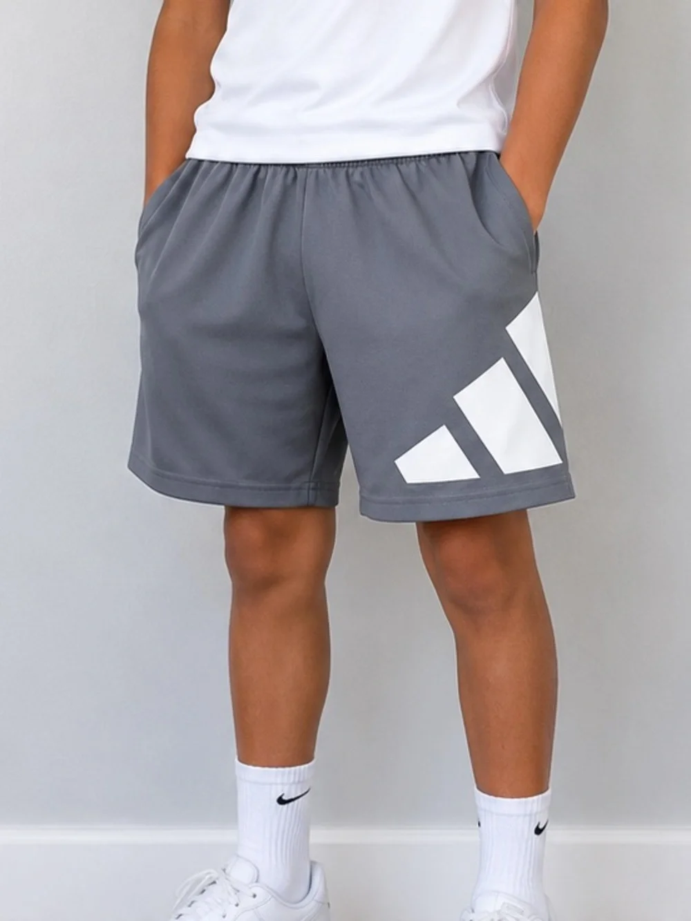 adidas Athletic Shorts with White Logo Panel